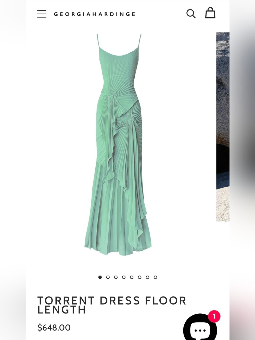 Georgia Hardinge Torrent Dress Floor Length In Mint, Size 14